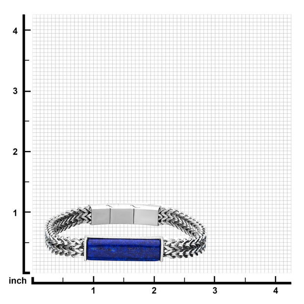  Stainless Steel Double Franco Chain Bracelet with Lapis Stone