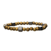 Gold Hematite Bracelet with Antique Silver Brass Blocks