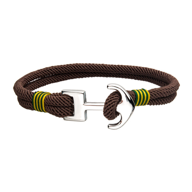  Brown Paracord Rope with Steel Anchor Clasp Bracelet