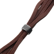Stainless Steel Wrap Around Brown Leather Station Bracelet