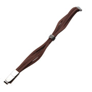 Stainless Steel Wrap Around Brown Leather Station Bracelet