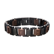 Stainless Steel Bracelet with Walnut Wood Links