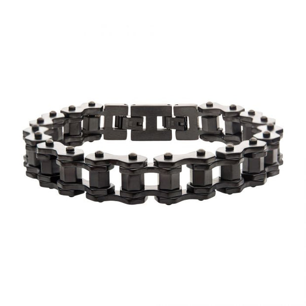 Men's Black Plated Bike Chain Bracelet