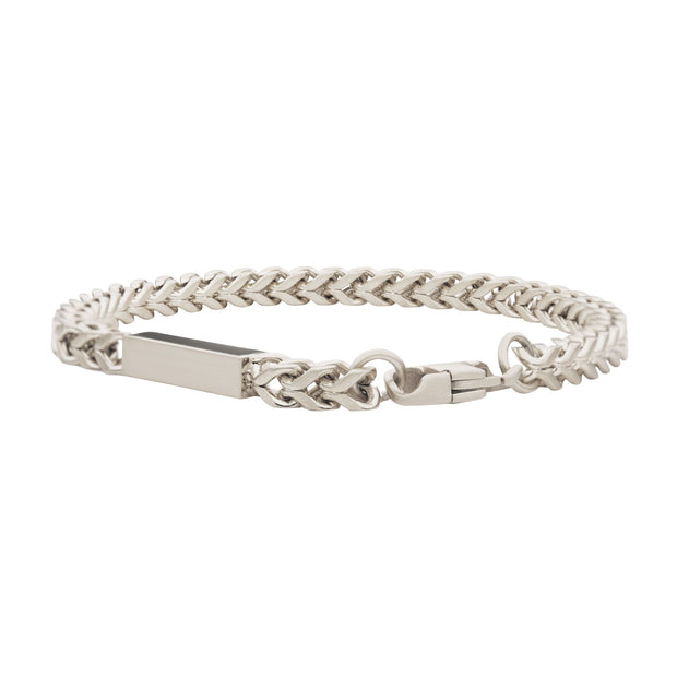 Link and Chain - Steel Engravable ID Block with Franco Chain Bracelet