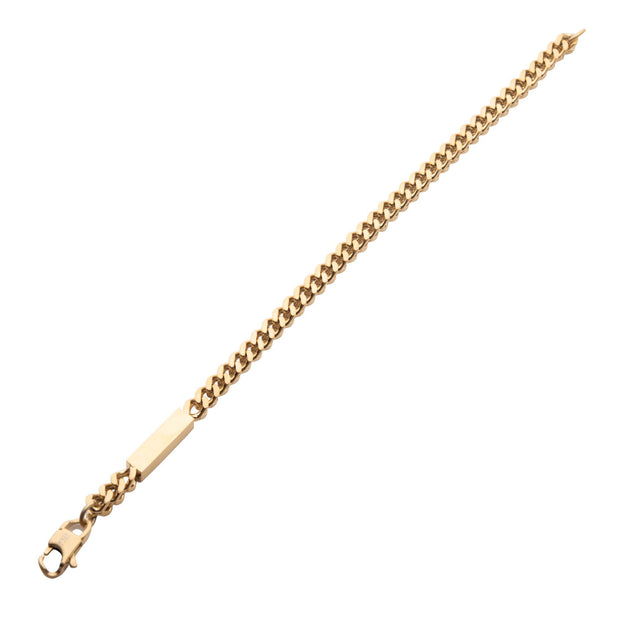 Link and Chain - 18K Gold IP Engravable ID Block with Franco Chain Bracelet