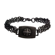 Link and Chain - Gun Metal IP Compass Plate with Double Chain Link Bracelet