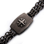 Link and Chain - Gun Metal IP Compass Plate with Double Chain Link Bracelet