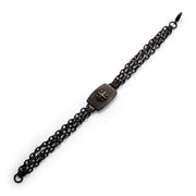 Link and Chain - Gun Metal IP Compass Plate with Double Chain Link Bracelet