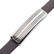 Brown Leather with Steel Streamline ID Bracelet