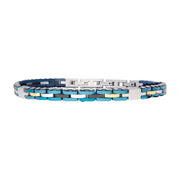 Trim Cut Two Tone Blue Plated Bracelet