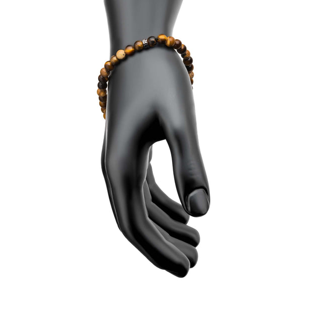 Steel Buddha Head Beads with Genuine Tiger Eye Stone Beads