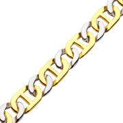 18Kt Gold IP Stainless Steel 11mm Mariner Link Chain Two-tone Bracelet