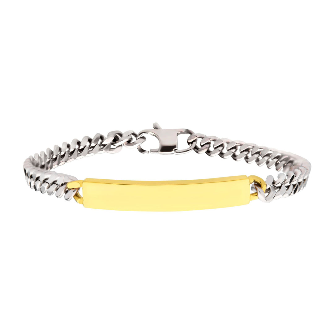 Men's Two-Tone Stainless Steel Engravable ID Bracelet – 5.5mm
