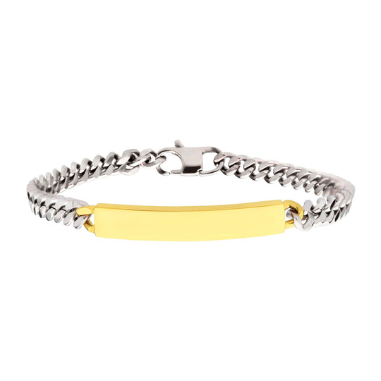 Men's Two-Tone Stainless Steel Engravable ID Bracelet – 5.5mm
