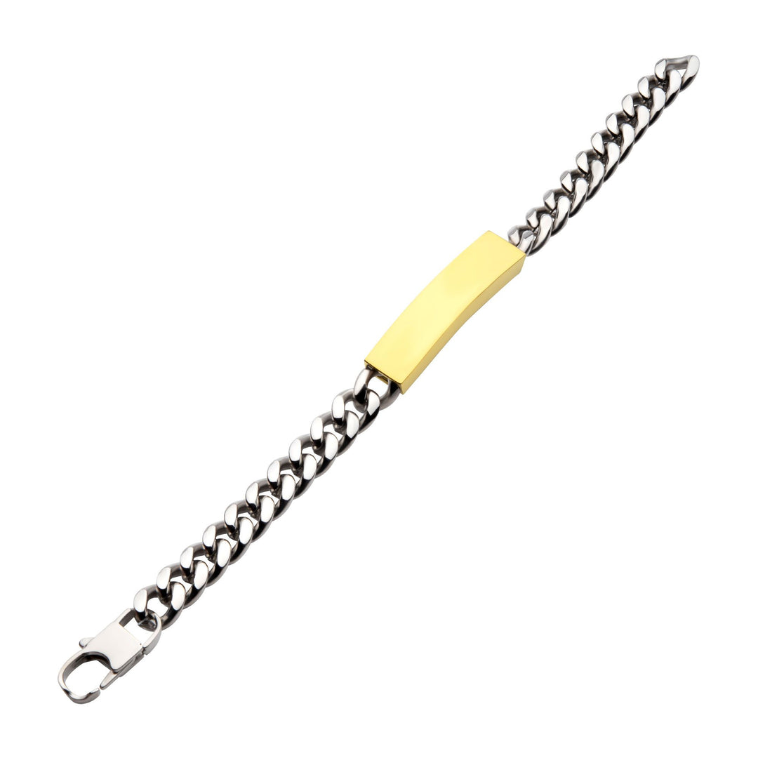 Men's Two-Tone Stainless Steel Engravable ID Bracelet
