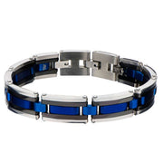 Men's Black, Blue Plated & Steel Links Bracelet