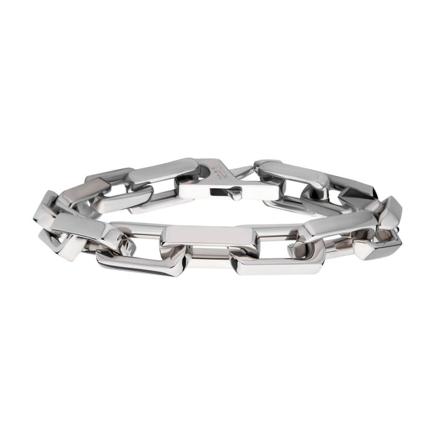 10mm High Polished Finish Stainless Steel Heavy Flat Square Link Bracelet