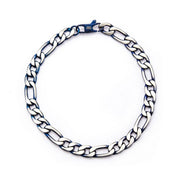 Men's Steel Blue Plated Figaro Chain Bracelet