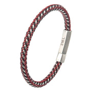 Men's Red & White Woven Rubber Bracelet
