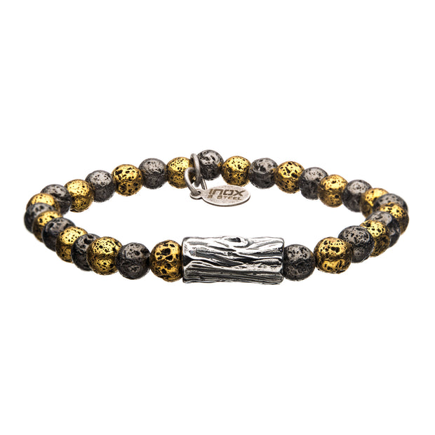 Gold and Hematite Bead Men's Bracelet