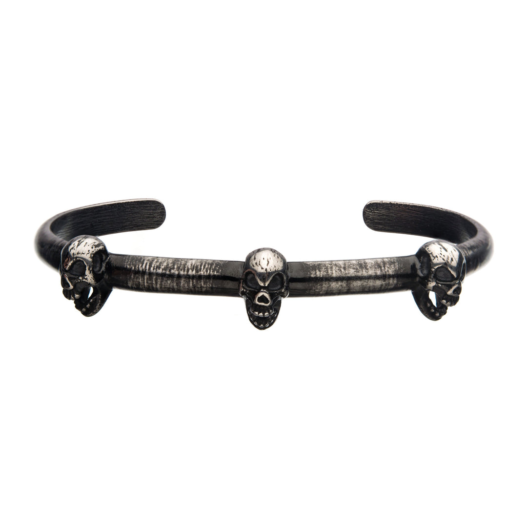 CharlieManShop | Men's Gunmetal Skull Bangle Bracelet