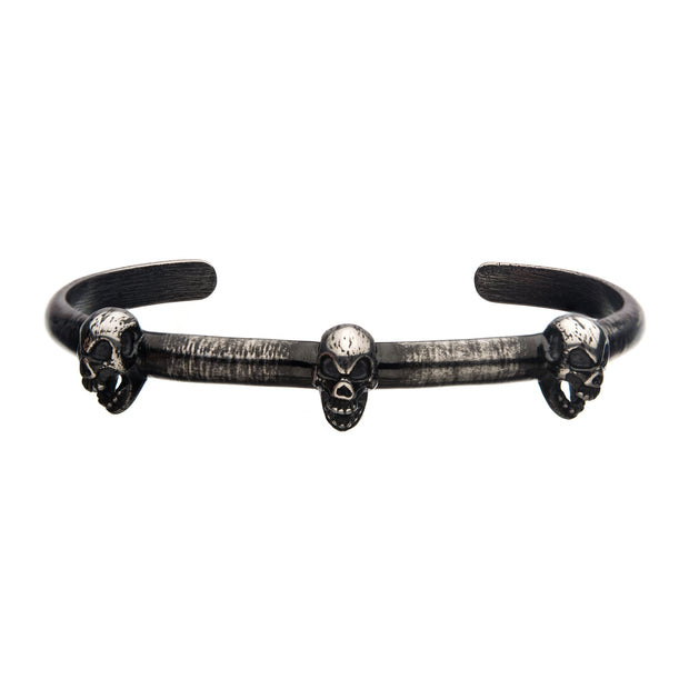 Men's gunmetal skull bangle bracelet