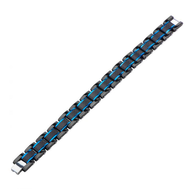 Men's Black Plated, Blue Plated and Solid Carbon Fiber Bracelet