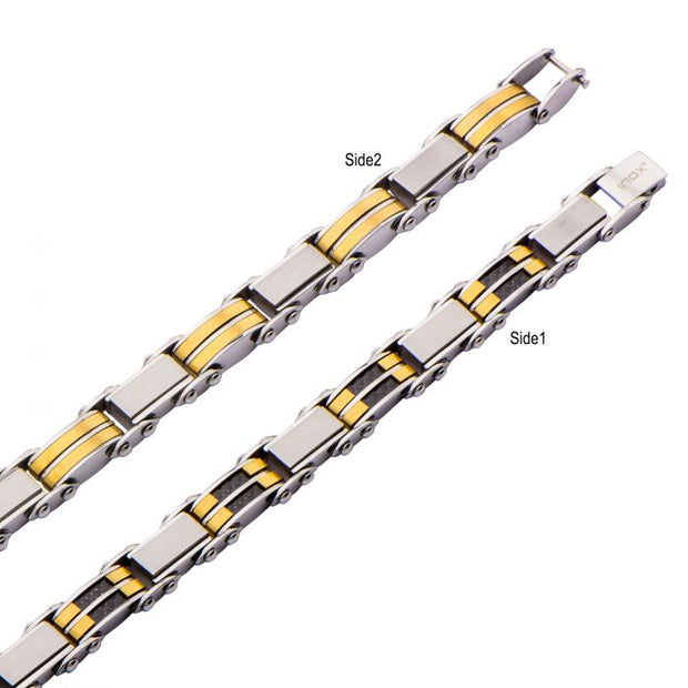 Men's black and gold plated reversible bracelet