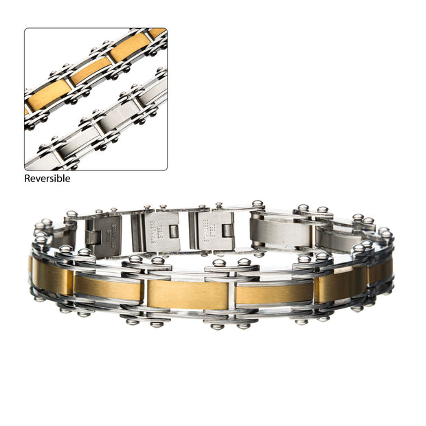 Reversible - Steel and Gold Plated Reversible Bracelet