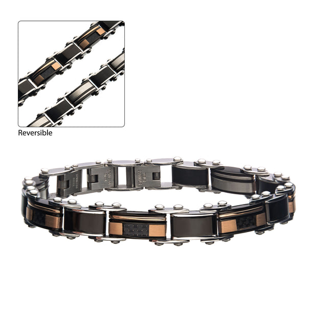 Charlie Man | Stainless Steel, Black IP & Rose Gold IP Reversible Bracelet