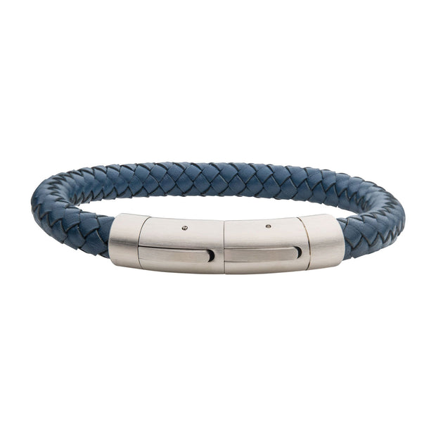 8mm Blue Genuine Leather Bracelet