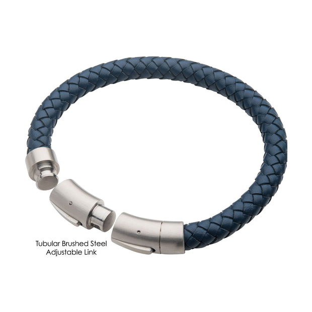 8mm Blue Genuine Leather Bracelet