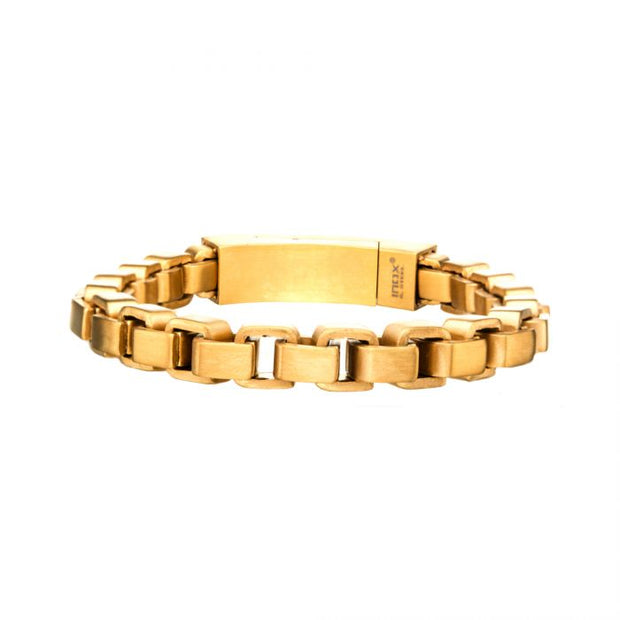 Men's Stainless Steel and Gold Plated Bold Box Bracelet