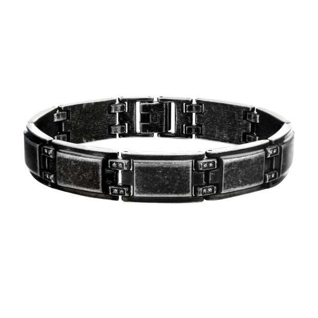 Men's metal bracelet with CZ accented hinges