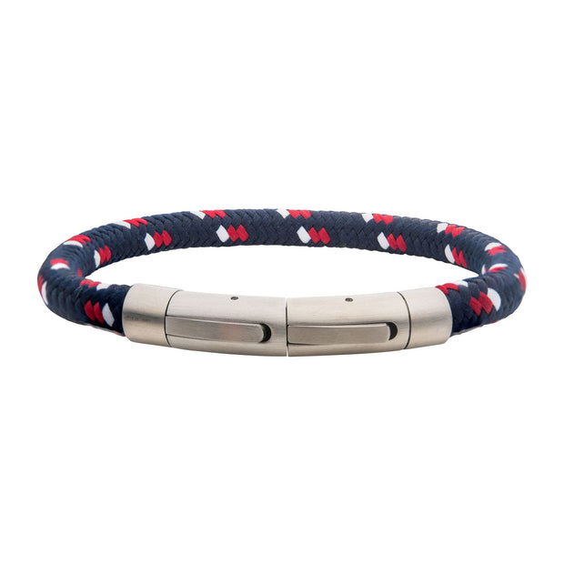 6mm Blue, White and Red Nylon Cord Bracelet