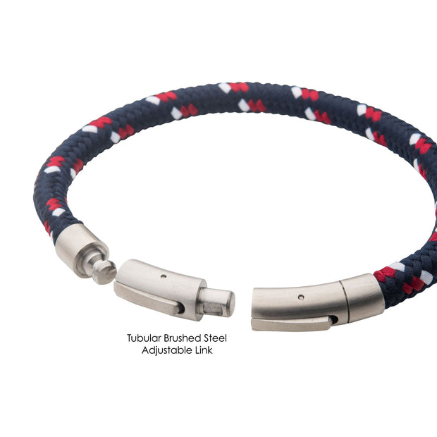 6mm Blue, White and Red Nylon Cord Bracelet