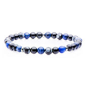 Sodalite, Black Agate, Snowflake Beaded Stretch Bracelet