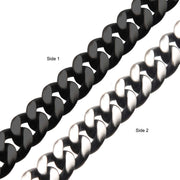 Matte Steel & Black Reversible Big Curb Chain Bracelet