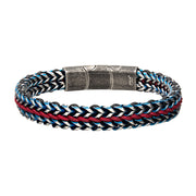 Men's Stainless Steel and Red Cord Foxtail Link Bracelet