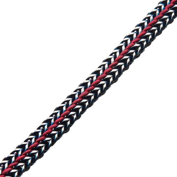 Men's Stainless Steel and Red Cord Foxtail Link Bracelet