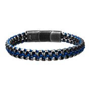 Men's Stainless Steel and Blue Cord Foxtail Link Bracelet