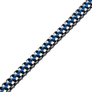 Stainless Steel - Allegiance Bracelets with Blue Wax Cord binding 2 Antique Brushed Foxtail Links