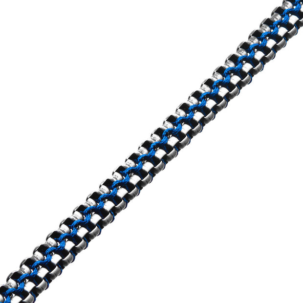 CharlieManShop | Men's Stainless Steel and Blue Cord Foxtail Link Bracelet