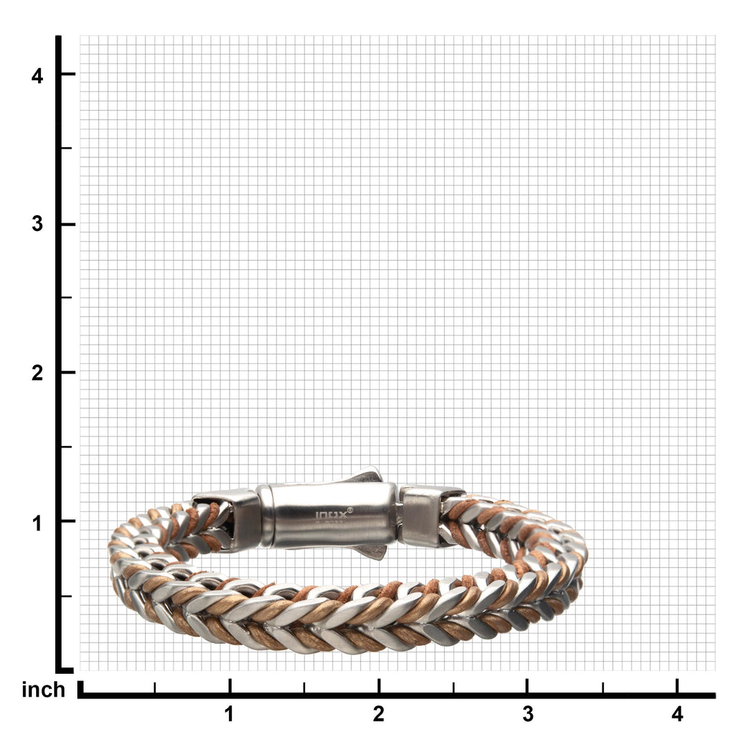 Charlie Man | Men's Rose Gold Leather Binding Steel Chain