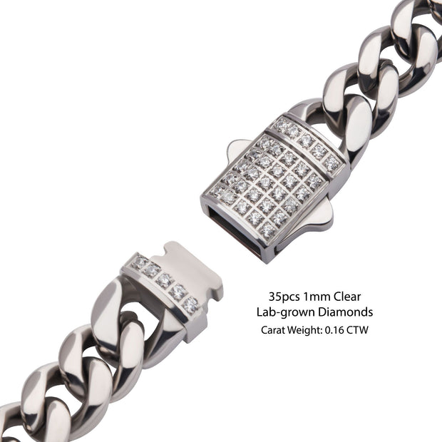 6mm Steel Miami Cuban Chain Bracelet with CNC Precision Set Lab-grown Diamonds Double Tab Box Clasp