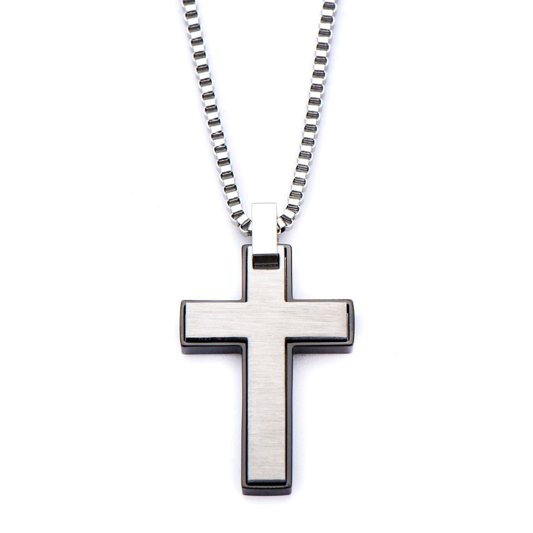 Men's Black Plated Stainless Steel Cross Pendant