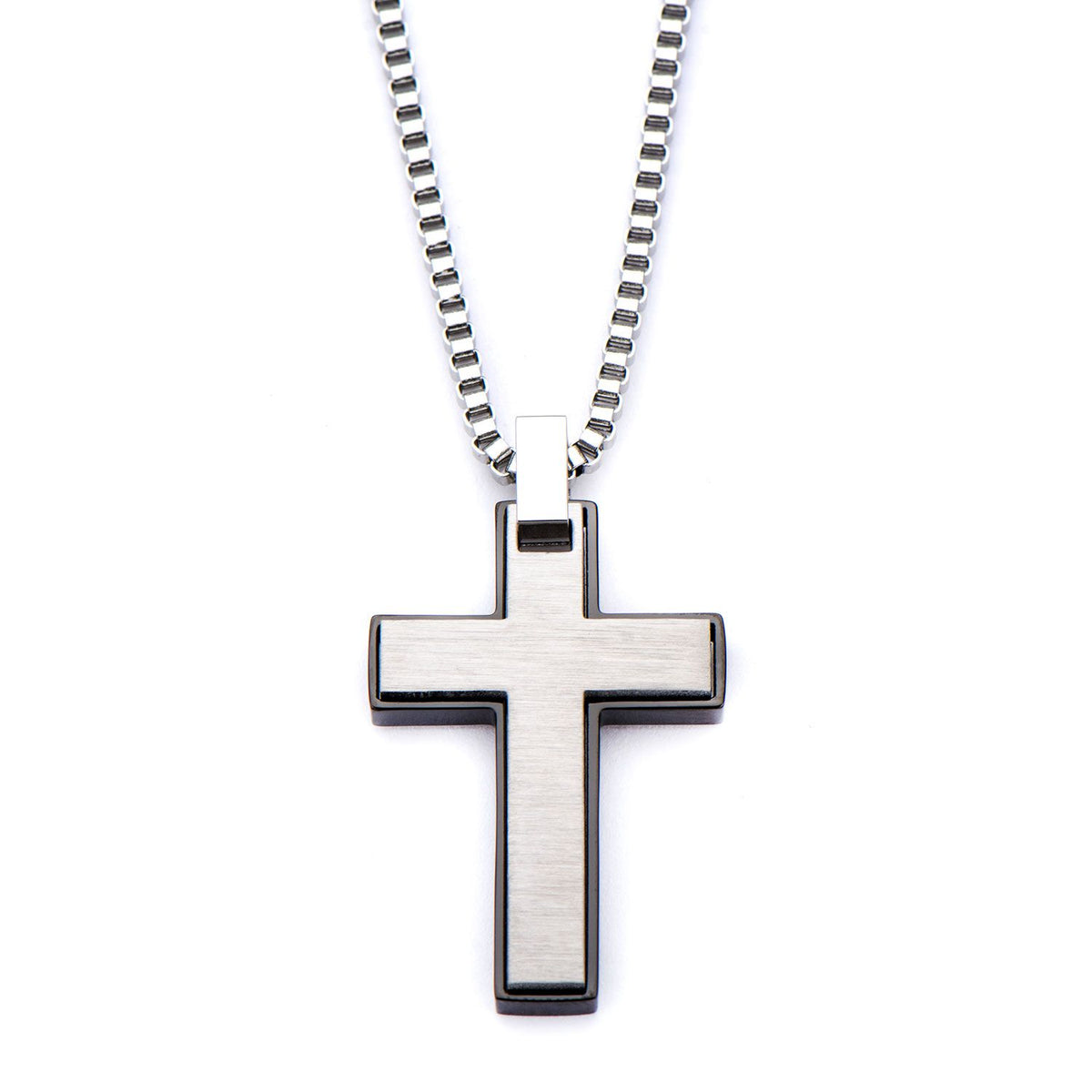 Men's Black Plated Stainless Steel Cross Pendant