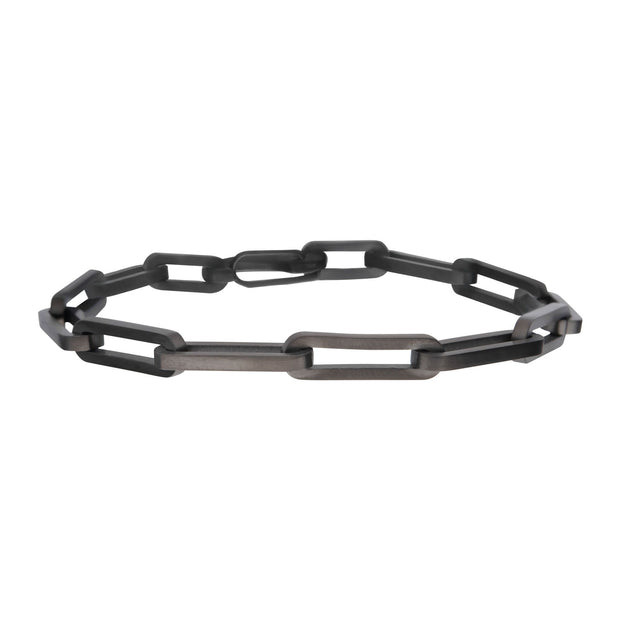 Gun Metal IP Steel Paperclip Link Chain Bracelet