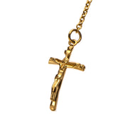 Men's Stainless Steel Gold Plated Rosary Cross Pendant
