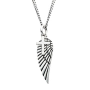 925 Silver Oxidized Wing & Cross Duo Pendant with Curb Chain